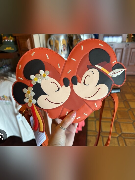 Loungefly Handbags - Germany EPCOT World Showcase Mickey & Minnie Pretzel Heart Crossbody Bag